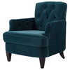 Kelly Button Tufted Accent Arm Chair Satin Teal