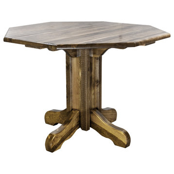 Homestead Collection Center Pedestal Table, Stain and Clear Lacquer Finish