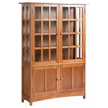 Arts and Crafts Mission Solid Oak China Cabinet, Michael's Cherry
