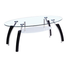 Vida Designs Elena Coffee Table, Clear, Black Legs