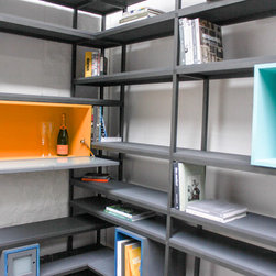 Rhys Bespoke Premium Ply & Aluminium Box Section Colourful Shelves & Storage - Bookcases