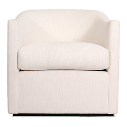 Oliver Barrelback Slope Arm Swivel Chair with Performance Linen Weave from RH - Armchairs And Accent Chairs