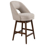 Armen Living - Adrian Brown Wood 26" Swivel Barstool, Ancient Stone Fabric, Set of 2 - The Adrian Barstool combines timeless design with modern functionality, making it the perfect choice for your kitchen island or home bar. Featuring a sleek low-back design and an elegant blend of materials, this barstool is as comfortable as it is stylish. The durable rubberwood frame showcases a brushed finish, adding texture and warmth to your space, while the cushioned seat and back are upholstered in premium polyester fabric for lasting durability. Available in two heights   26-inch counter height and 30-inch bar height   the Adrian Barstool offers flexibility to suit your dining or entertaining area. The fiber-wrapped foam cushion provides excellent comfort, and the 360-degree swivel feature ensures effortless mobility for any gathering. Its sturdy, straight-legged base includes plastic glides to protect your floors from scratches, making it both functional and stylish. Choose from two stunning finishes: Brown Oak with Ancient Stone Upholstery or Gray Oak with Morning Fog Upholstery, to perfectly complement your decor. Designed with a weight capacity of up to 250 lbs, the Adrian Barstool ensures reliability and everyday luxury for your home. The Adrian Barstool includes a 1-year warranty covering fabric, foam, and frames, giving you peace of mind with your purchase. Assembly is straightforward and takes approximately 30 minutes, requiring just a screwdriver and two people for a hassle-free setup. This product includes two barstools.