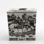 Danny's Fine Porcelain - Porcelain Tissue Box - porcelain tissue box - black and white willow 6.5L X 6.5W X 6H