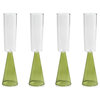 Viterbo Champagne Flutes, Set of 4, Green