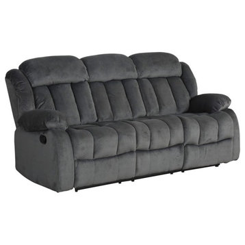 Sunset Trading Madison Traditional Fabric Reclining Sofa in Charcoal