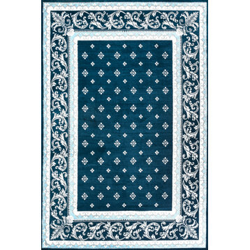 Acanthus French Border, Navy/Blue, 3'x5'