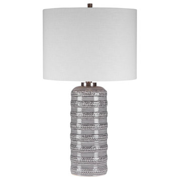 Uttermost 1-Light Alenon-Light Gray Table Lamp, 28354-1