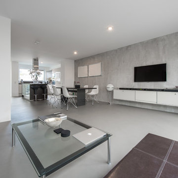 Betonboden in grau Wohnzimmer
