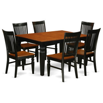 East West Furniture Weston 5-piece Wood Dining Set in Black/Cherry