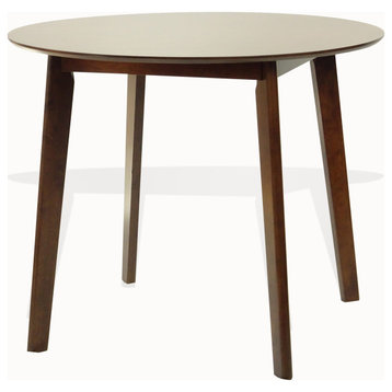 Yumiko Round Dining Kitchen Table Modern Wood, Medium Brown color
