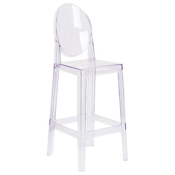 Flash Furniture 30" Oval Back Ghost Bar Stool in Transparent Crystal