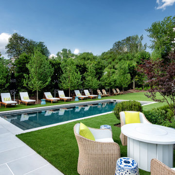 Modern Family Pool with Natural Turf on Three Sides in Greensboro, NC