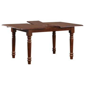 60" Rectangular Extendable Butterfly Leaf Dining Table Chestnut Brown -Seats 6