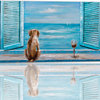"Waiting For My Best Friend" Hand Painted Canvas Art, 55"x27.5"
