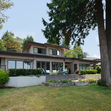 Modern Stucco, Stone and wood soffit