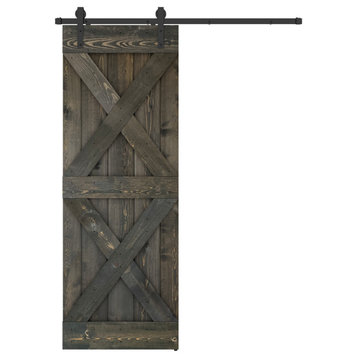 Solid Wood Barn Door, Made in USA, Hardware Kit, DIY, Ebony, 30x84"