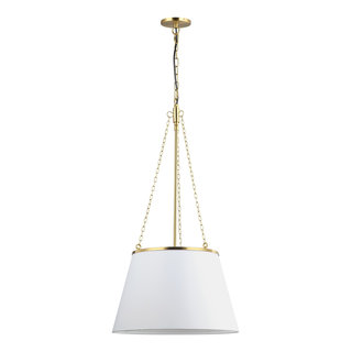 Plymouth Contemporary 1 Light White Aged Brass Fabric Pendant Plymouth Contemporary 1 Light White Aged Brass Fabric Pendant