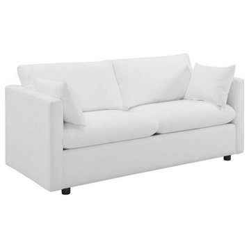 Melrose Upholstered Fabric Sofa, White