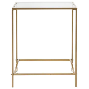 Arvi 18" Clear Glass Side Table, Brass