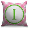 "Letter I - Circle Plaid" Outdoor Pillow 16"x16"
