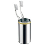 Secret Bath - Cecilia Gold Swarovski Crystals Counter Toothbrush Holder, Chrome-Gold - Cecilia collection Chrome- Gold
