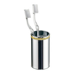 Secret Bath - Cecilia Gold Swarovski Crystals Counter Toothbrush Holder, Chrome-Gold - Toothbrush Holders
