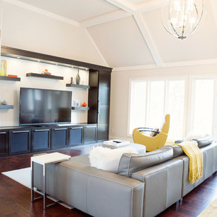 Inspiration for a modern home cinema in Indianapolis.