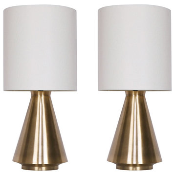 Metal,s/2,24"h,cone Table Lamps,antiq Brss