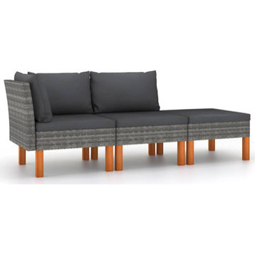 vidaXL Lounge Set Outdoor Sofa Furniture Set for Garden Solid Wood PE Rattan