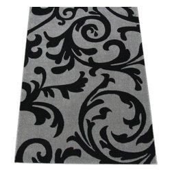Gray Vine Pattern Rug - Area Rugs