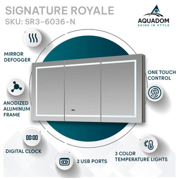 AQUADOM Signature Royale LED Lighted Medicine Cabinet 60"x36"x5"