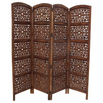 The Urban Port Handmade Foldable 4-Panel Wooden Partition Screen Room Divider