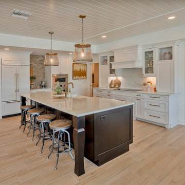 Warm Coastal Kitchen With Striking Island Centerpiece