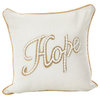 Donnelou Collection Embroidered Design Down Filled Cotton Throw Pillow, Hope