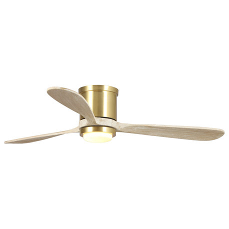 52 in Modern Flush Mounted Ceiling fan with 3 Blades in Sand Copper