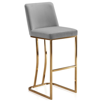30" Barstools Counter Stools with Gold Metal Frame, Set of 2, Grey