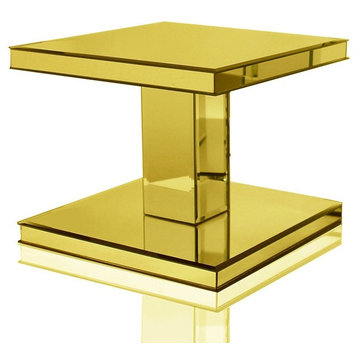 2-Tier Mirror Display Stand or Pedestal, Gold, Small