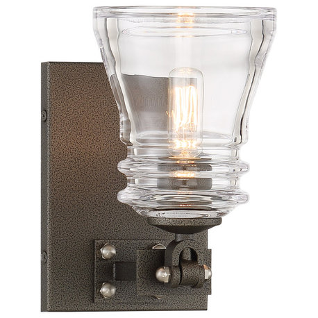 Minka Lavery 2731 Graham Avenue 8" Tall Bathroom Sconce - Smoked Iron / Brushed
