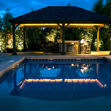 Backyard Pool Bar with Lighting