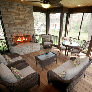 Moderner Wintergarten mit Kaminsims aus Backstein Ideen, Design