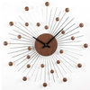 Midcentury Star Clock, Wood and Silver