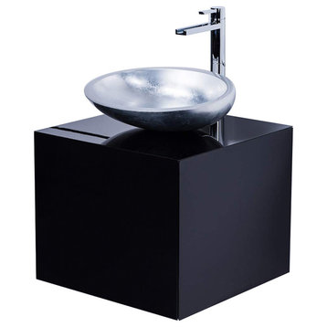 Dora Lacquered Vanity, Black, 20", Single Sink, Wall-mounted