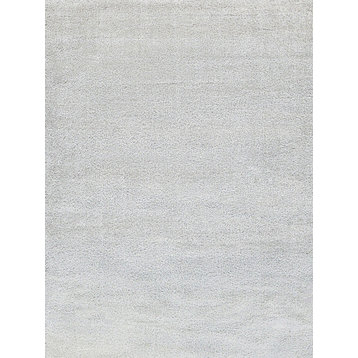 Luxe Shag Power-loomed Polyester/Microfiber Light Beige Area Rug, 4'x6'