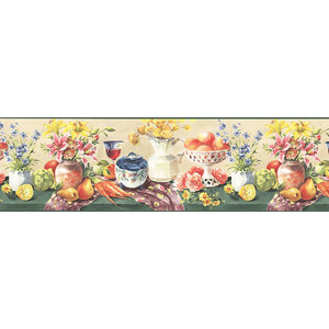 FLORAL FLOWERS and BERRIES Wallpaper Border CH48966B 