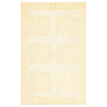 Safavieh Roslyn Ros352C Bordered Rug, Yellow and Ivory, 6'0"x9'0"