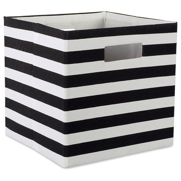 DII Polyester Cube Stripe Black Square 11x11x11"