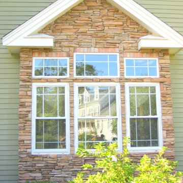 Ledgestone Veneer Facade w/ Brick Veneer Trim