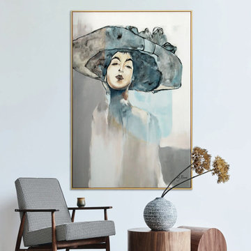 Elegant hand-painted portrait art - Framed wall decor "Bridget"