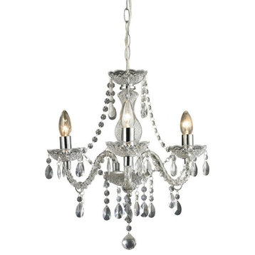 Modern Candle Style 3-Light Mini Chandelier in Chrome Finish Clear Glass Beads
